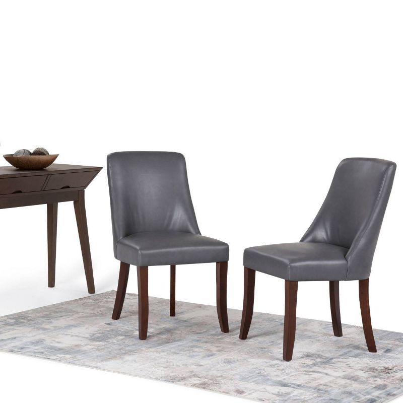 Set of 2 Haley Deluxe Dining Chair Stone Gray Faux Leather - WyndenHall
