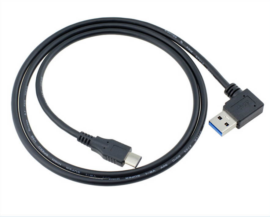 USB 3.1 90-Degree Angle Type-C to USB 3.0 Type-A Male Sync & Charging Cable, Latest Reversible Micro USB 3.1 Type-C Connector, Ultra Fast Transfer Rate up to 10Gbps (1.25GB/s)- Black, 1m (3.3ft)