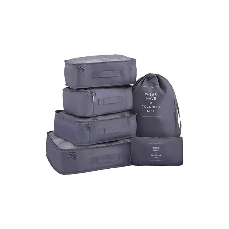 6 pcs Luggage Packing Organizers Packing Cubes Set for Travel