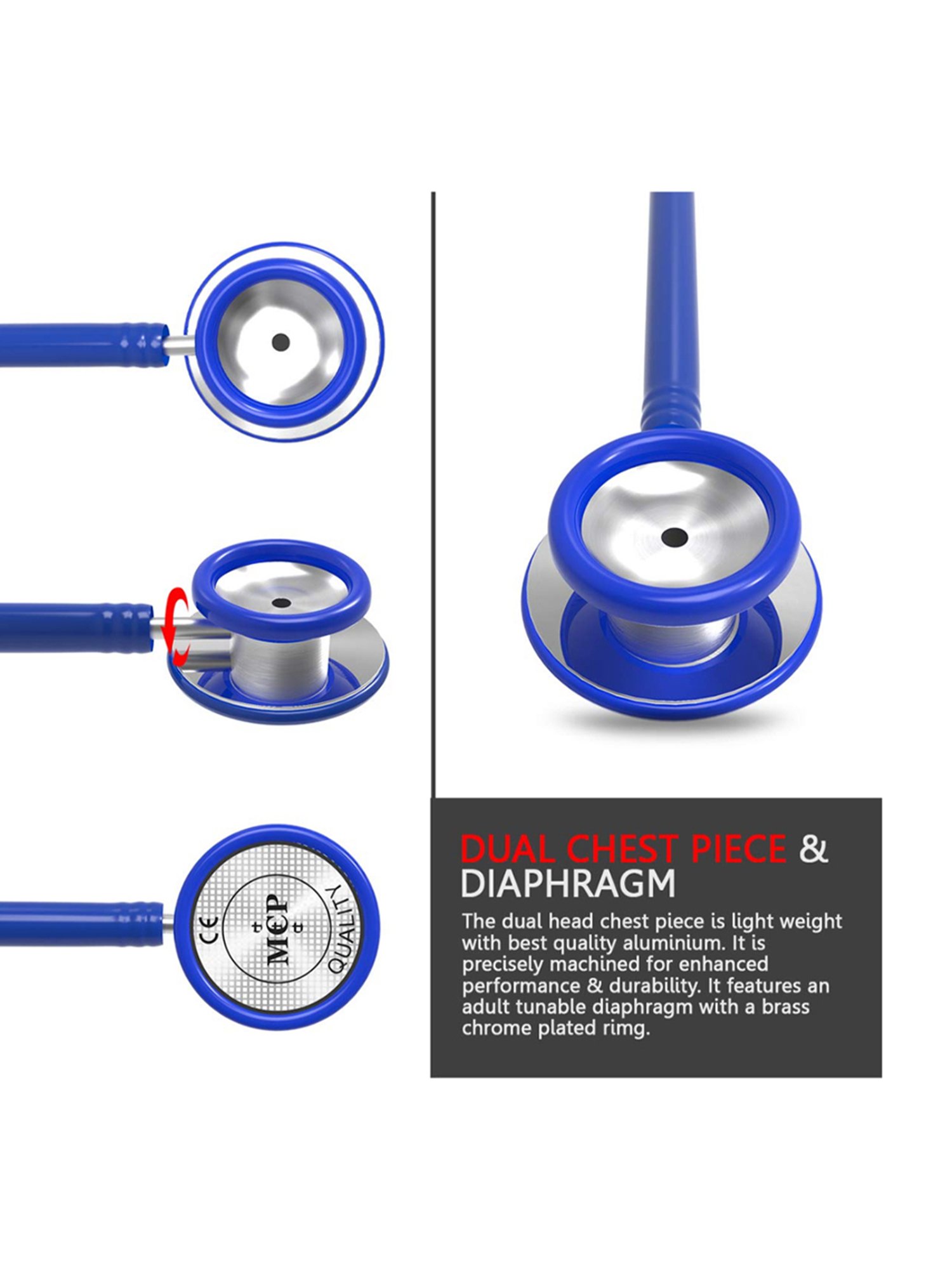 MCP Adult Dual Head Stethoscope (Blue)