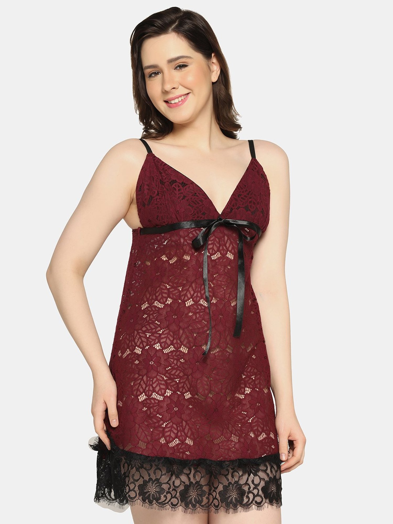 Da Intimo Wine Lace Babydoll