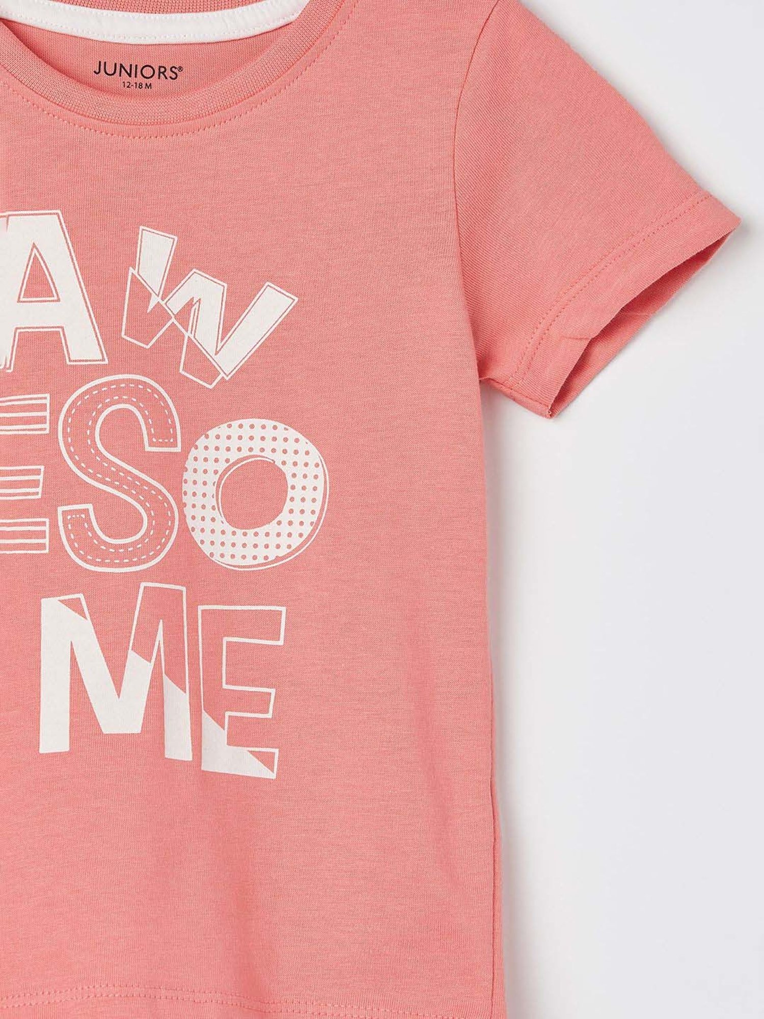 Juniors by Lifestyle Boys Pink Cotton Printed T Shirt