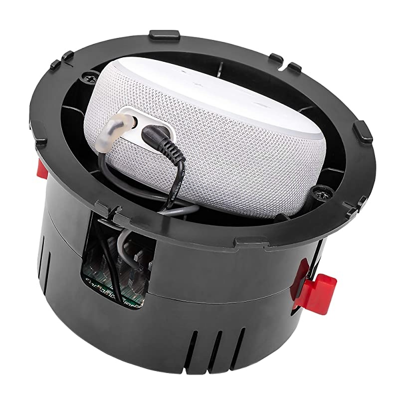 In Wall Amplifier for Alexa Dot (3rd Gen) 40W x 2 Channel, Slim Flush Mount, Local Source input & Subwoofer Output Nero VOX