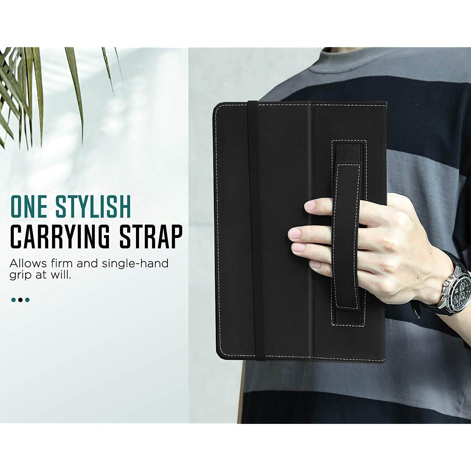 MoKo Case Compatible with Le-novo Tab M10 HD 2nd Gen (TB-X306X) / Smart Tab M10 HD 2nd Gen (TB-X306F) 10.1" Tablet - Slim Folding Stand PU Leahter Smart Cover Case with Auto Wake/Sleep, Black