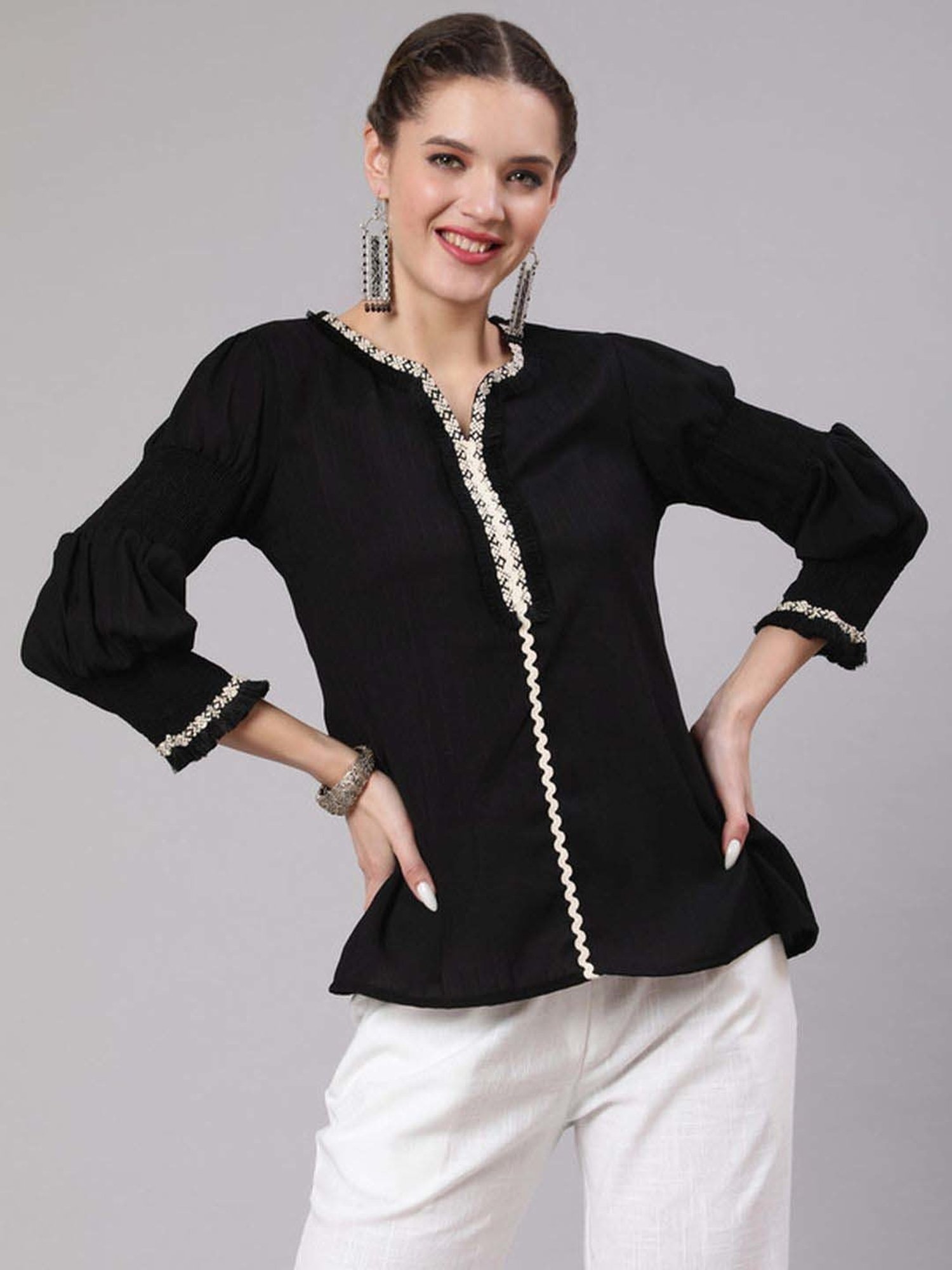 Jaipur Kurti Black Embroidered Tunic