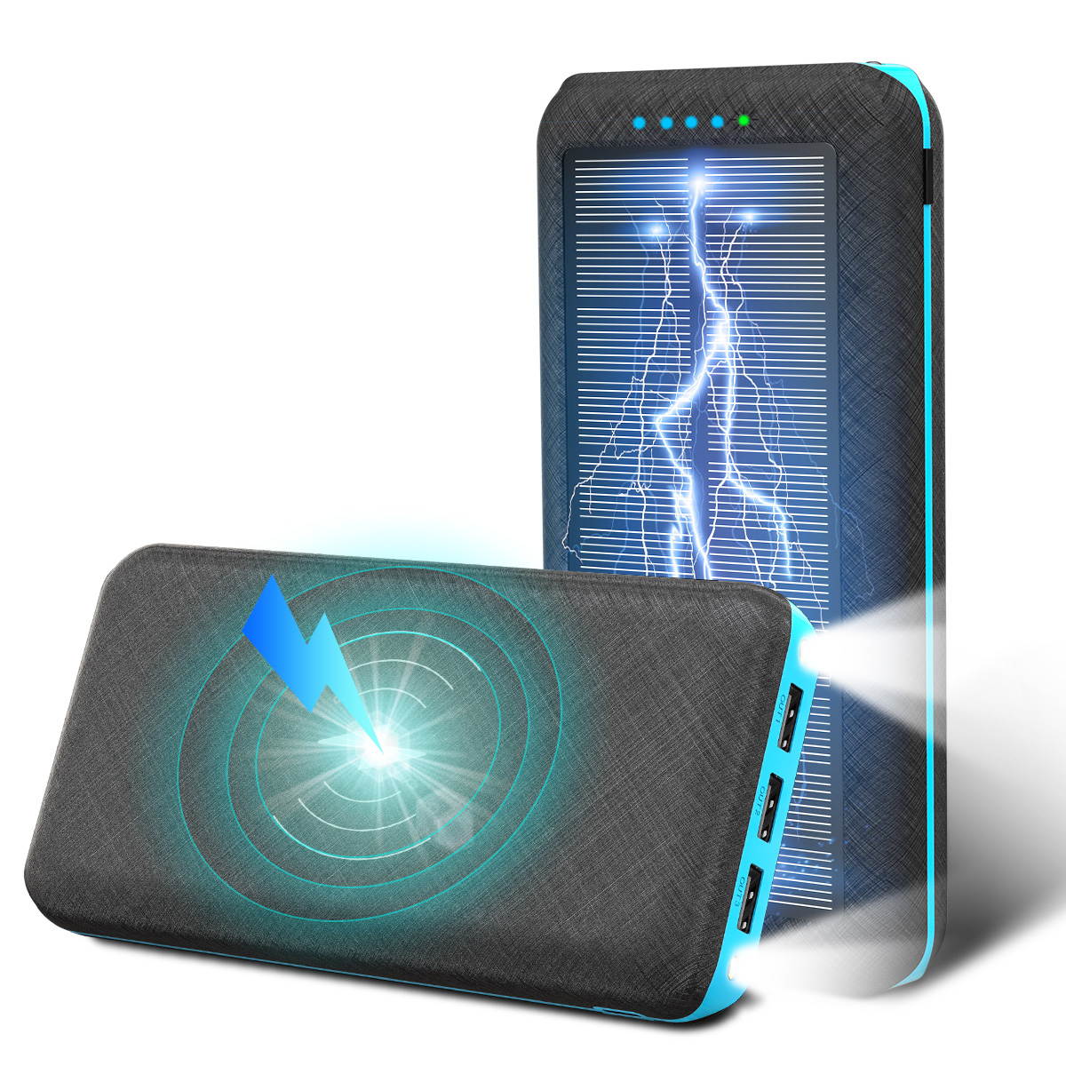 15,000mAh Solar Power Bank Qi Wireless Portable Outdoor Charger 3USB Phone Charger for Xiaomi Samsung Iphone Powerbank