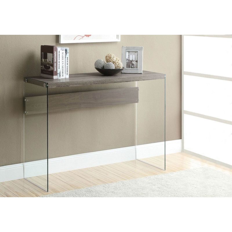 Monarch Specialties Contemporary Tempered Glass Accent Console Table, Dark Taupe