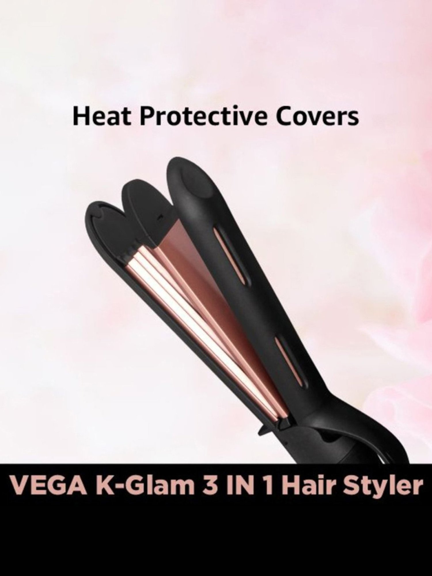 Vega K-Glam 3In1 Hair Styler - Straightener, Curler & Crimper (VHSCC-04, Rose Gold)