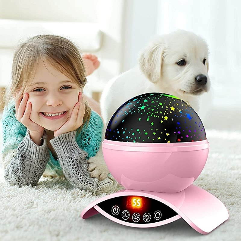 Projector Night Light for Kids Baby Night Light Projector for Bedroom with Timer Remote and Chargeable Best Gift for Kids Pink