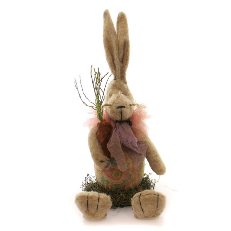 Plush Sitting Girl Rabbit Bunny Primative/Folk Art Design  -  Decorative Figurines