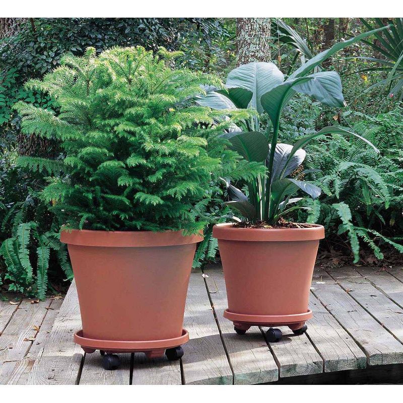 2pk 15" Square Plant Stand Dolly with Wheels and Caddy Tray Terracotta - Bloem