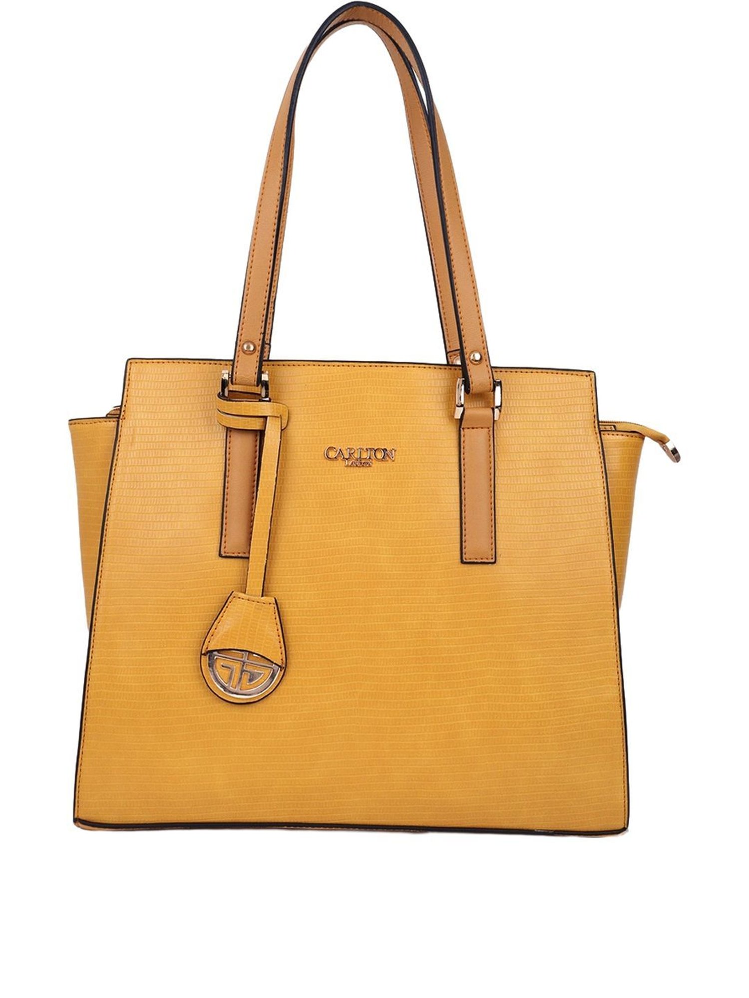 Carlton London Yellow Textured Large Shoulder Handbag