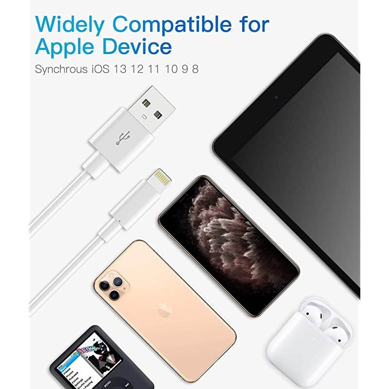 Cable MFi Certified iPhone Charger Cable 3Pack 3FT 6FT 9FT to USB Cable Compatible with iPhone 11 Pro Max Xs XR X 8 Plus 7Plus 6 Plus SE iPad iPod and More White