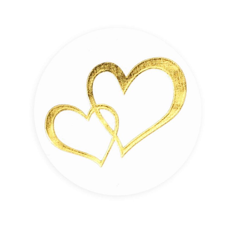 Paper Junkie 250-Piece Metallic Gold Hearts Valentine's Day Stickers 1-inch, Envelopes Seals for Weddings