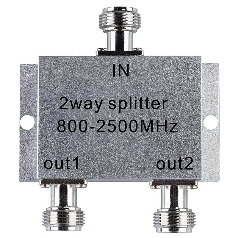 Power Splitter 800-2500MHz Signal Divider with N Female Connector for Mobile Cell Phone Signal Booster Amplifier (2 Way)
