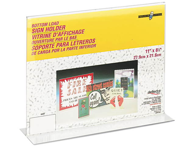 deflect-o 69301 Stand-Up Double-Sided Sign Holder, Plastic, 11 x 8-1/2