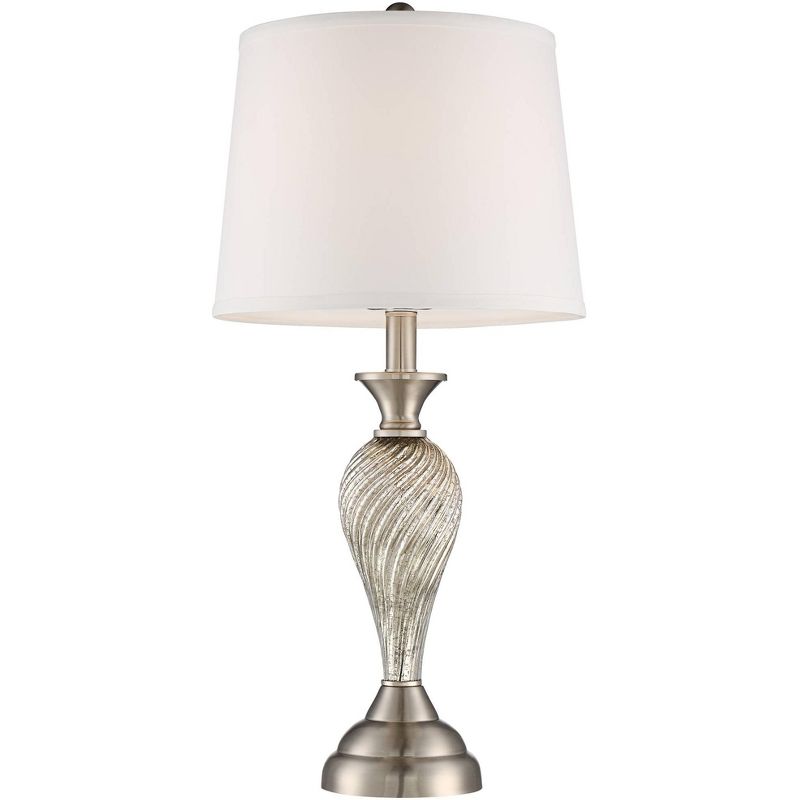 Regency Hill Traditional Table Lamps Set of 2 Mercury Glass Twist White Empire Shade for Living Room Family Bedroom Bedside Office