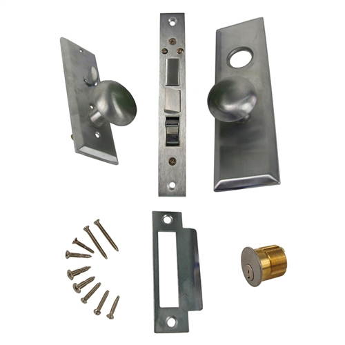Maxtech (Like Marks 114A/26D) 1033B-26DR Satin Chrome 26D Right Hand Heavy Duty Mortise Entry Lockset, Screwless Knobs Thru Bolted Lock Set