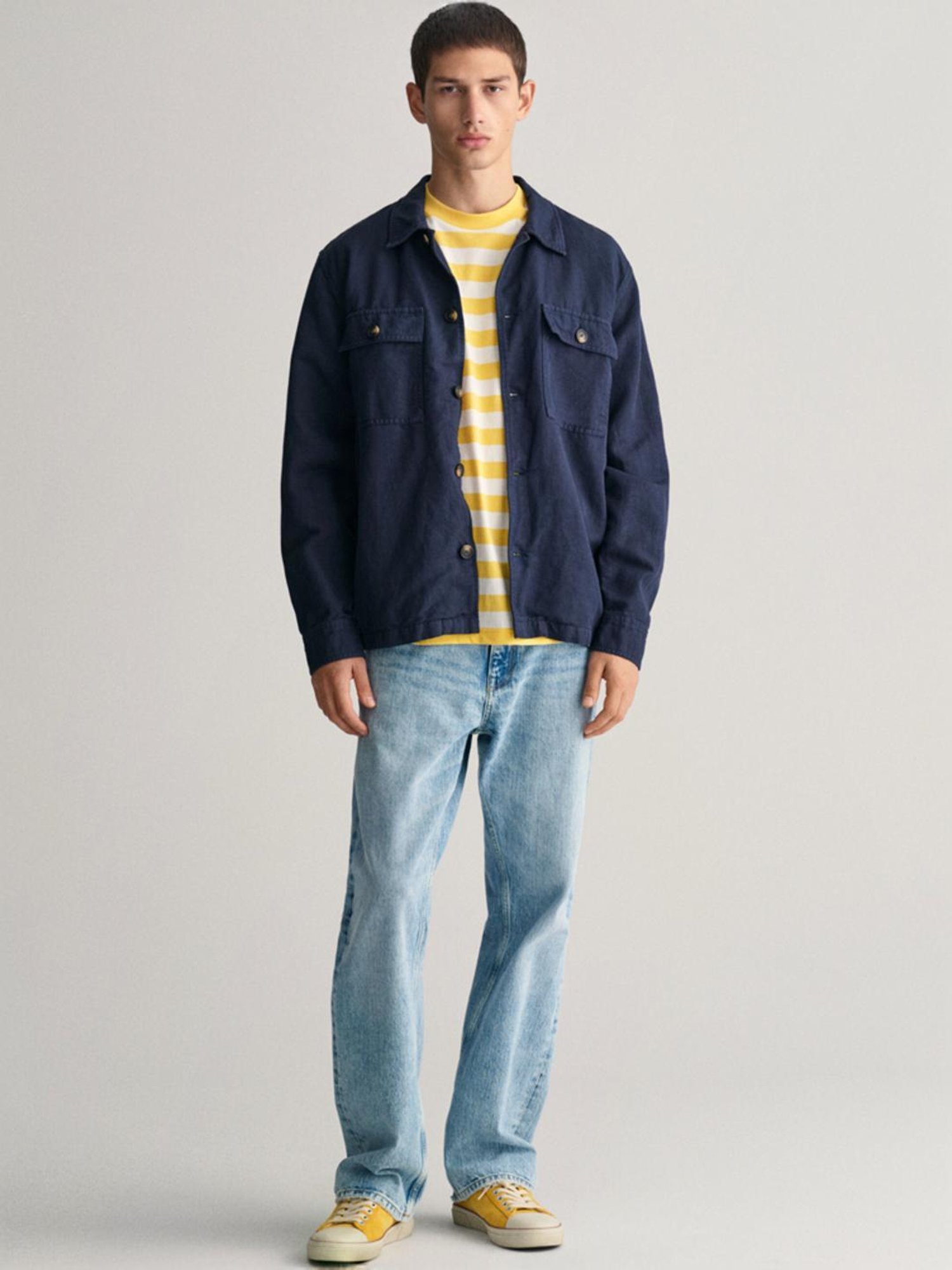 Gant Yellow Cotton Regular Fit Striped T-Shirt