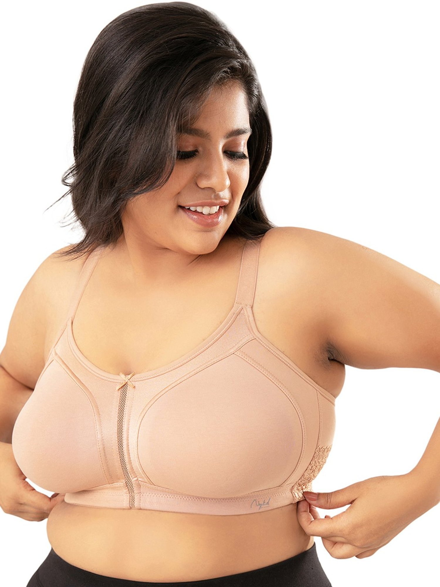 Nykd Support Me M-Frame Cotton Bra - Non Padded, Wireless, Full Coverage - Nude