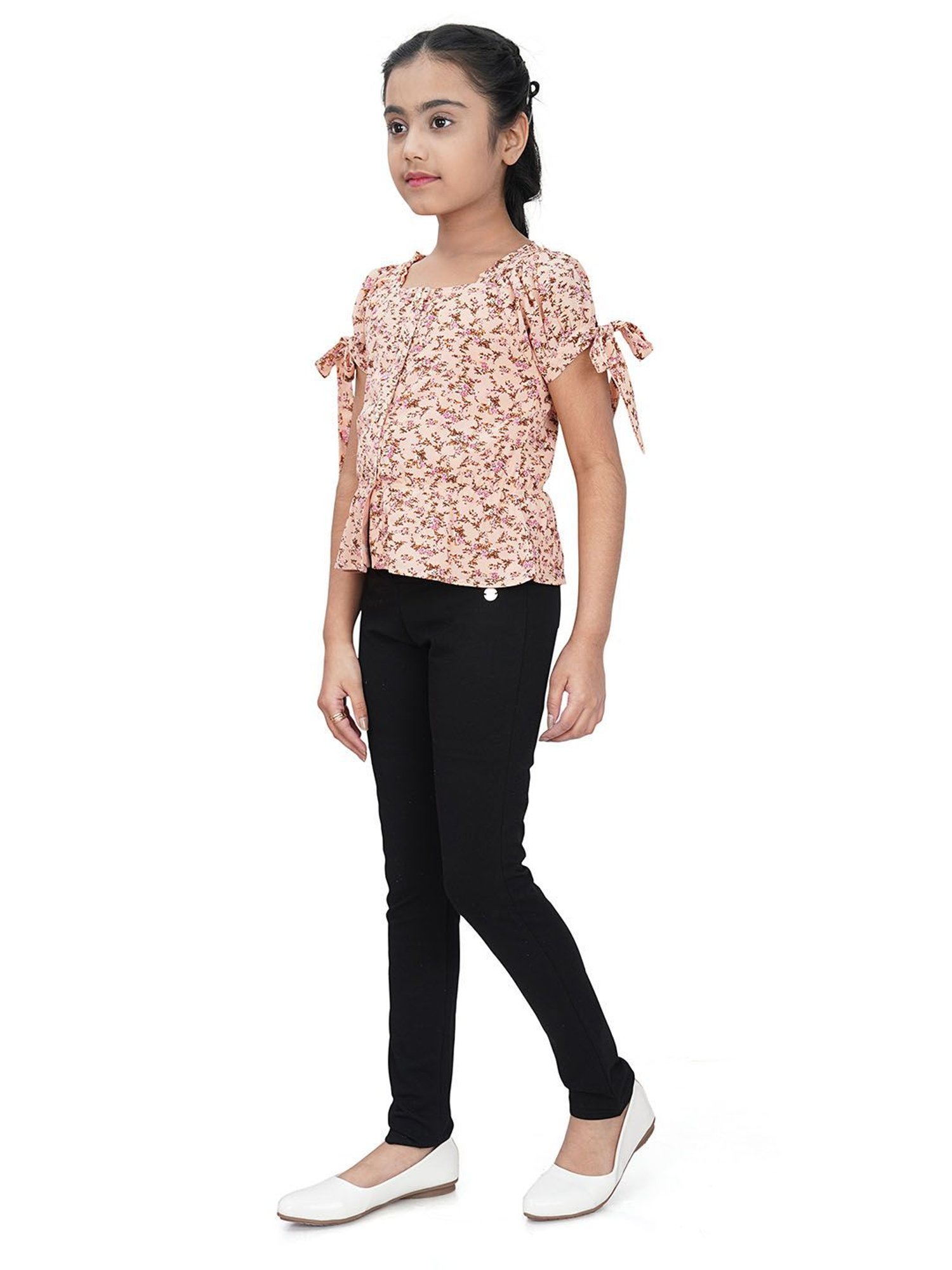 Tiny Girl Peach Floral Print Shirt