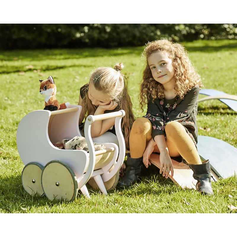 Kinderfeets 2-in-1 Versatile Inside/Outside Baby and Toddler Classic Wooden Unisex Child Toy Walker Stroller Pram, White