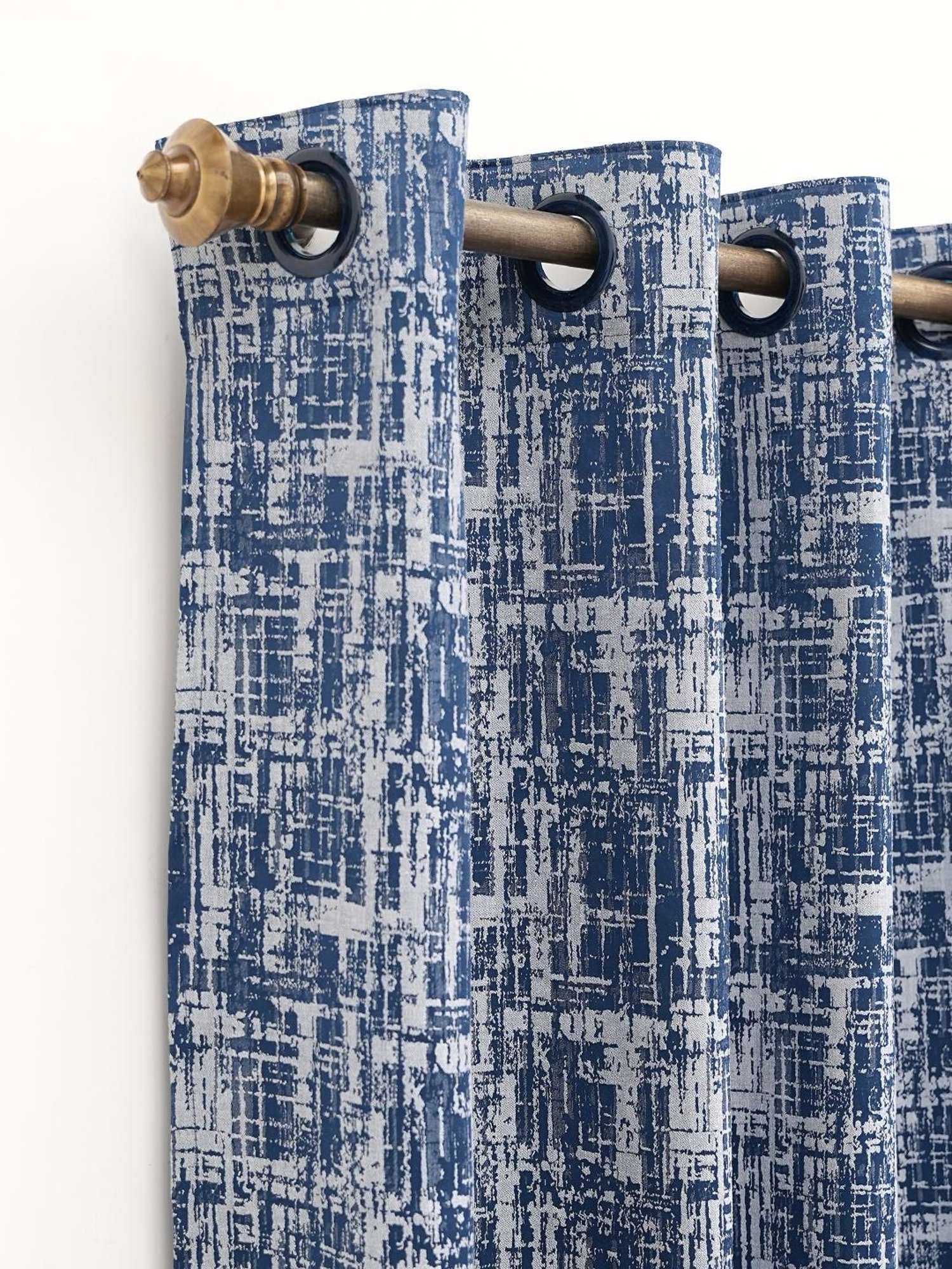 Ariana Firebell Textured Navy Blue Polyester 5 ft Window Curtain