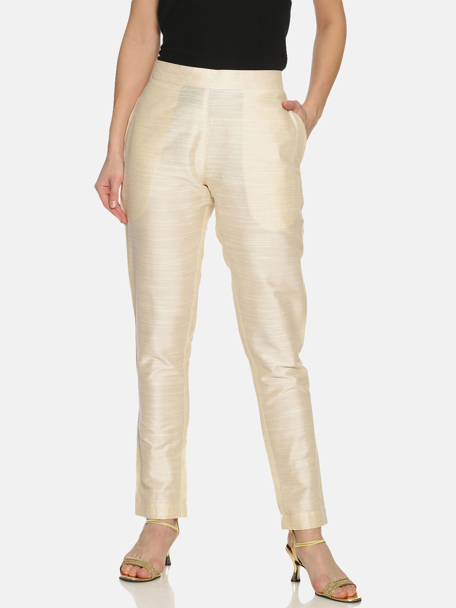 Saffron Threads Off-White Regular Fit Pants