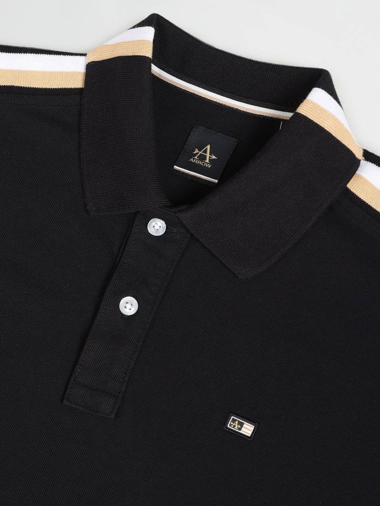 Arrow Black Cotton Regular Fit Polo T-Shirt