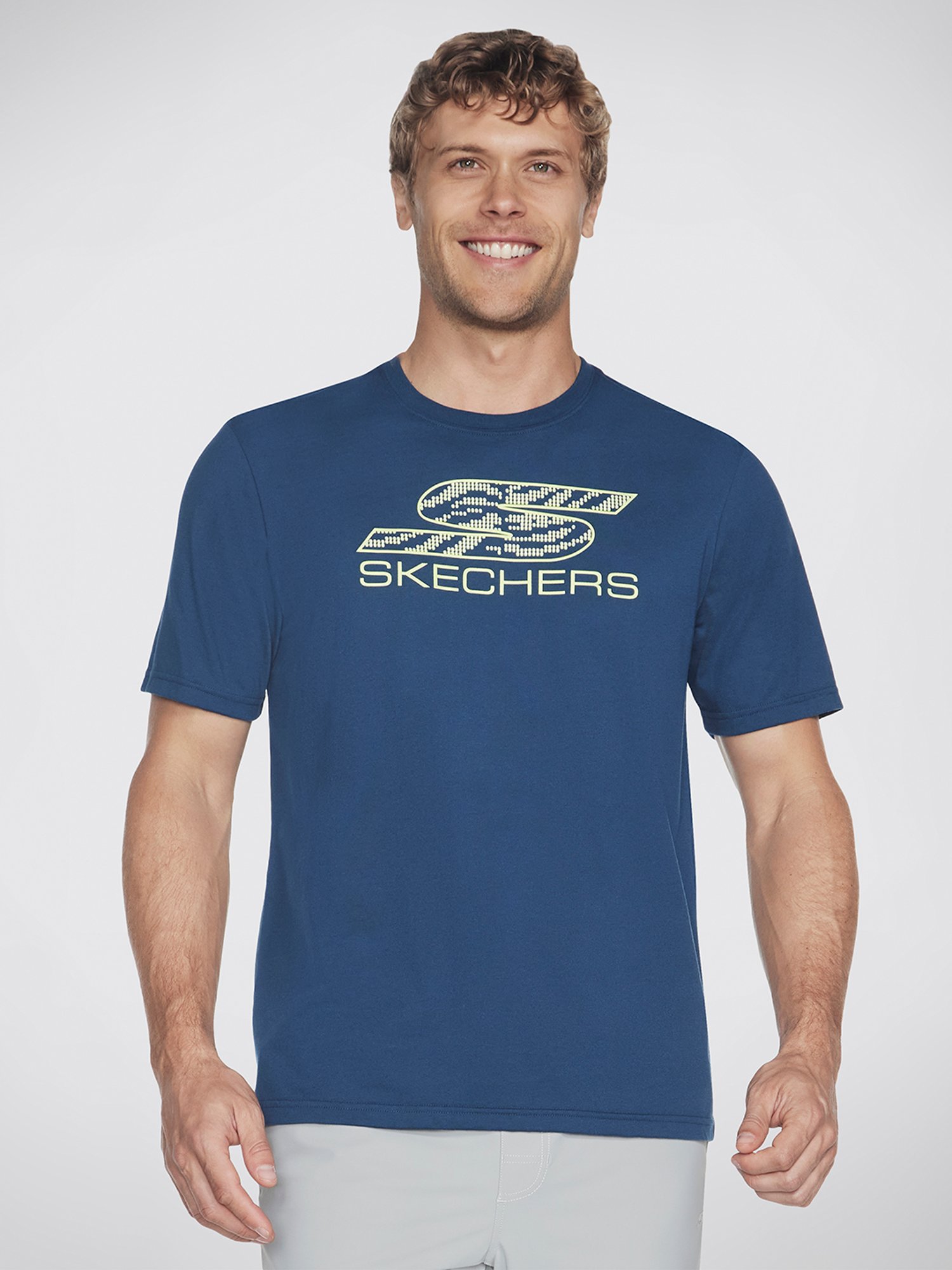Skechers Navy Relaxed Fit Printed Crew T-Shirt