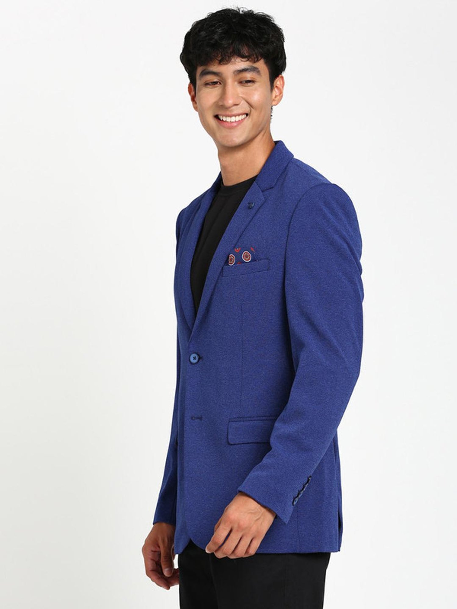 Turtle Mid Blue Slim Fit Blazer