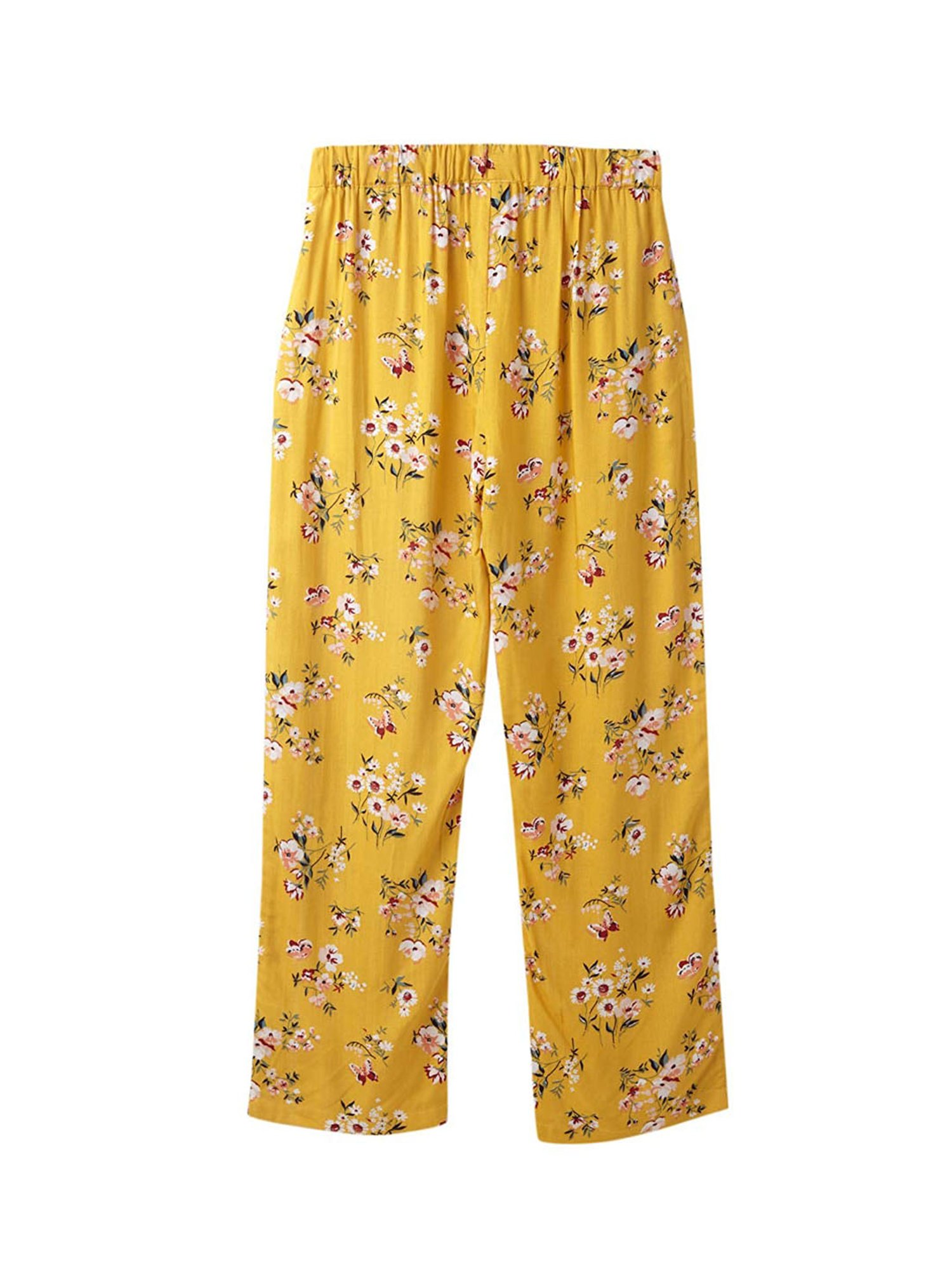 Cub McPaws Girls Yellow Floral Print  Palazzo