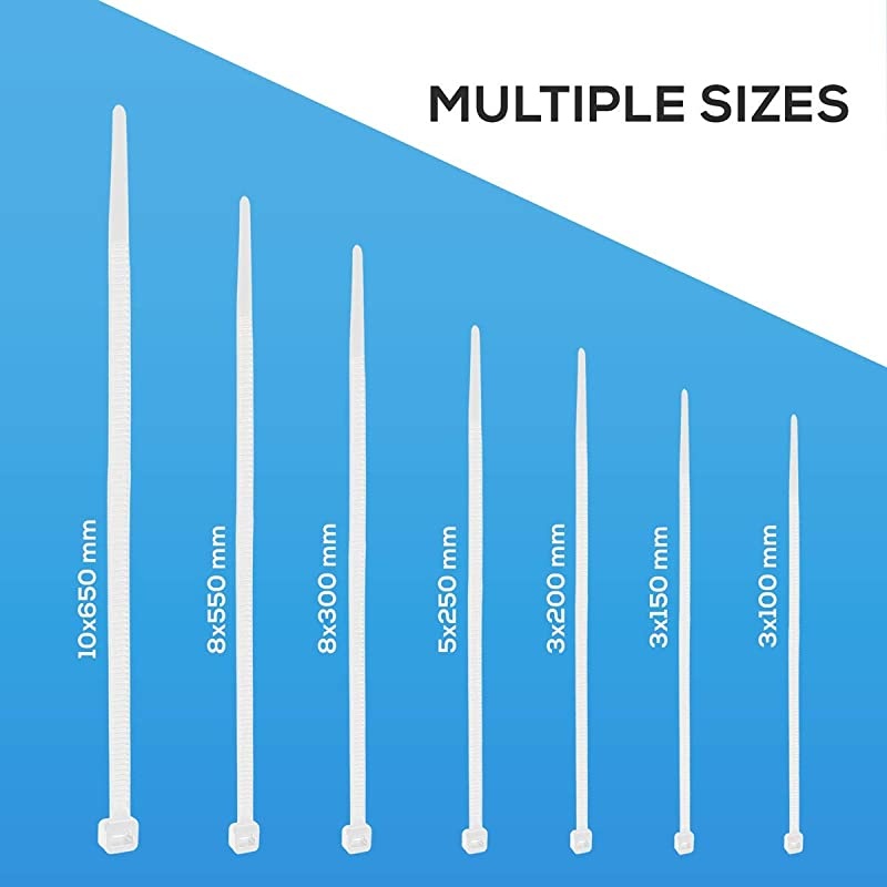 Zip Ties  10 Inches Nylon 66 Heavy Duty 50LB Tensile Industrial Strength UV Resistant Adjustable Durable Self Locking Cable Tie for Home Office Garden Garage Workshop White 100 Packs