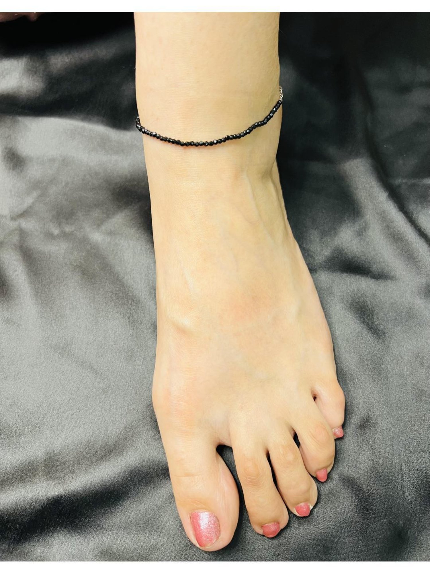 Arte Jewels 925 Sterling Silver Black Beads Evil Eye Anklet for Women & Girls (Single Anklet)