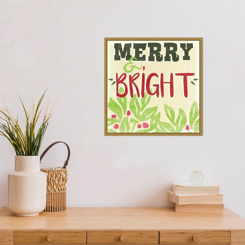 16" x 16" Lets Get Jolly Merry by June Erica Vess Framed Canvas Wall Art - Amanti Art
