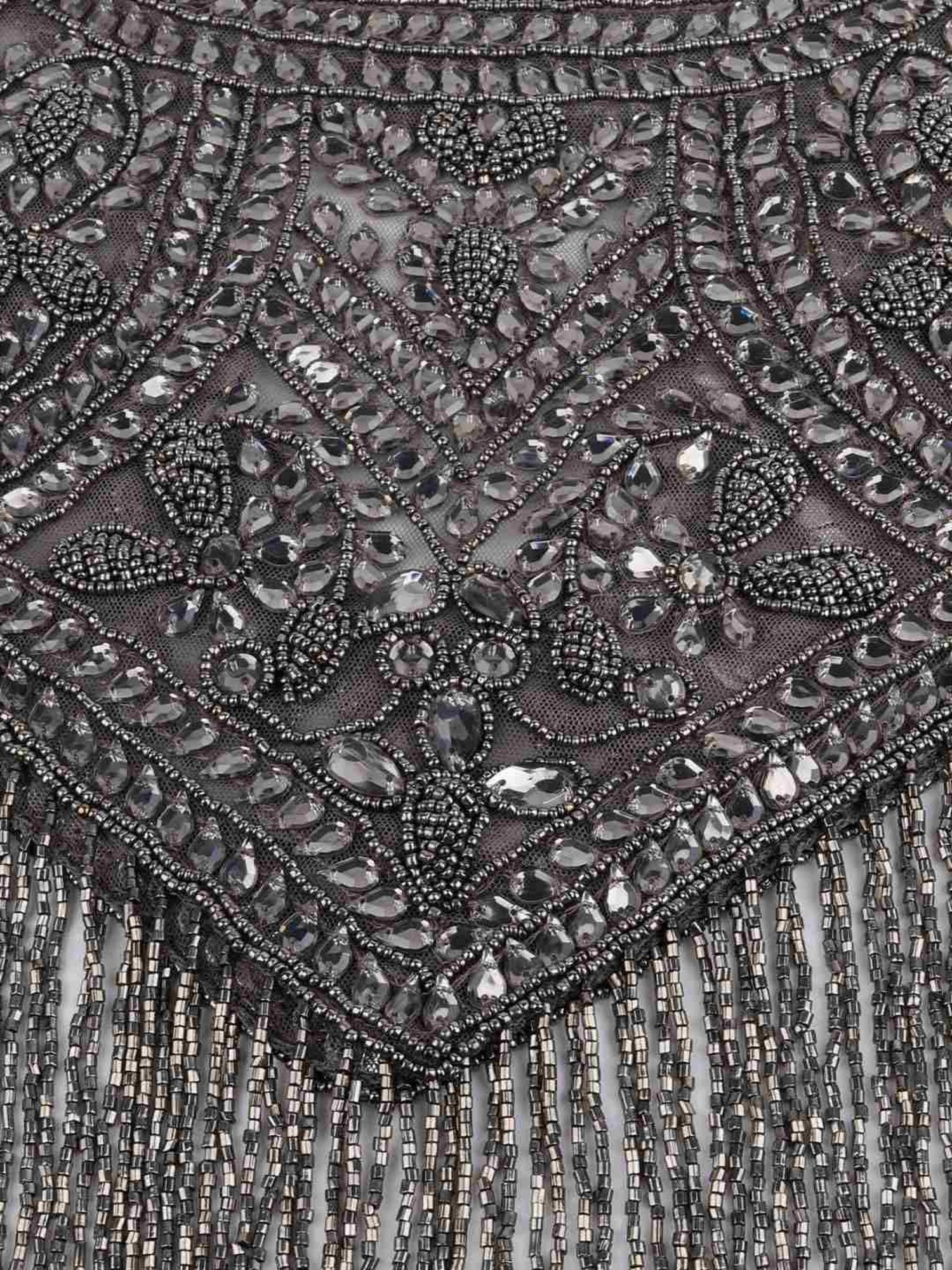 Odette Grey Embellished Fancy Cape