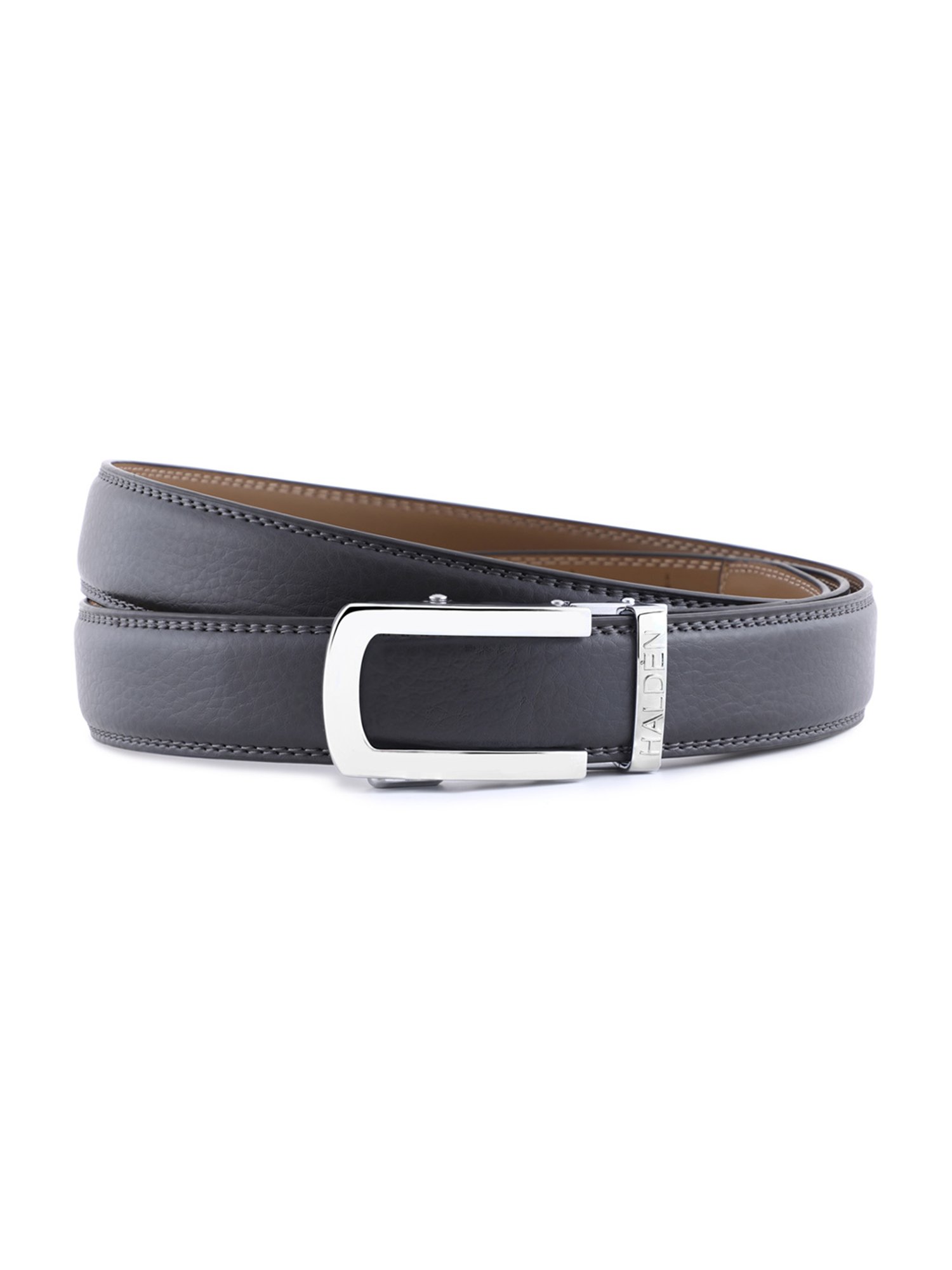 Halden Grey Falcon Formal Belt With Classic Silver Glossy Buckle
