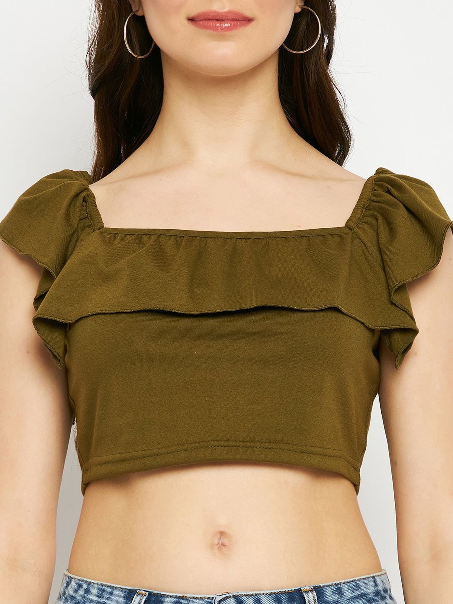 BRINNS Olive Crop Top