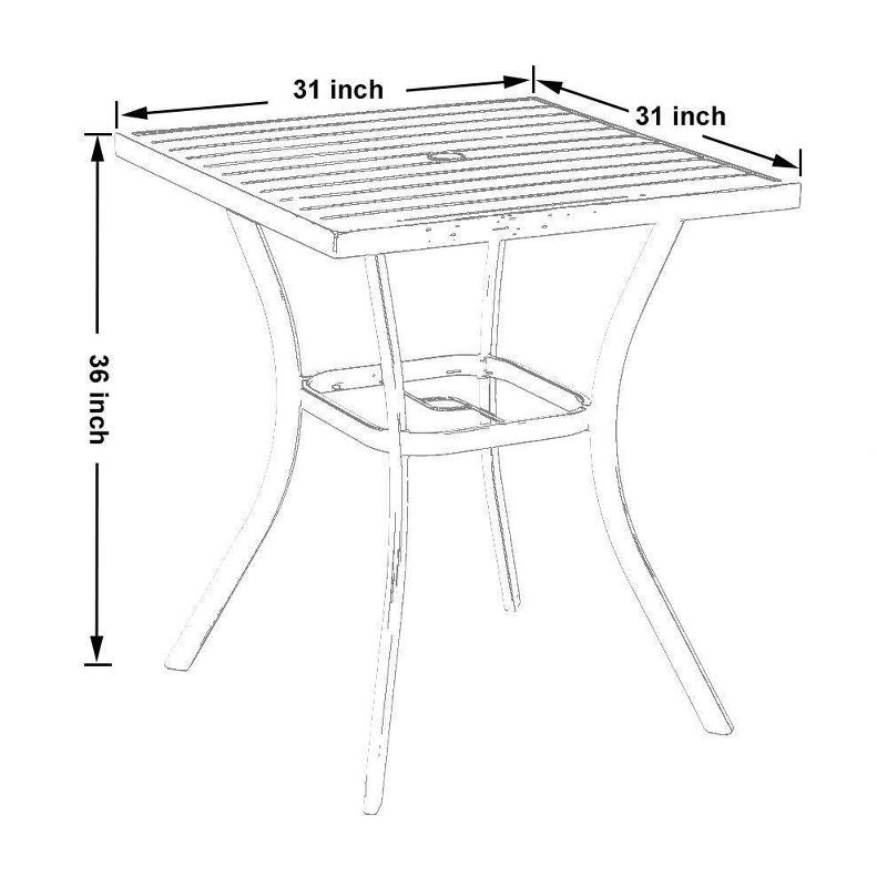 31" Square Bar Table with Umbrella Hole - Captiva Designs