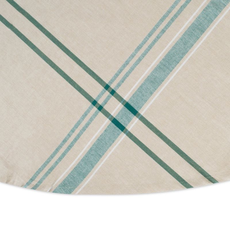 70"R Nautical French Stripe Tablecloth Teal - Design Imports