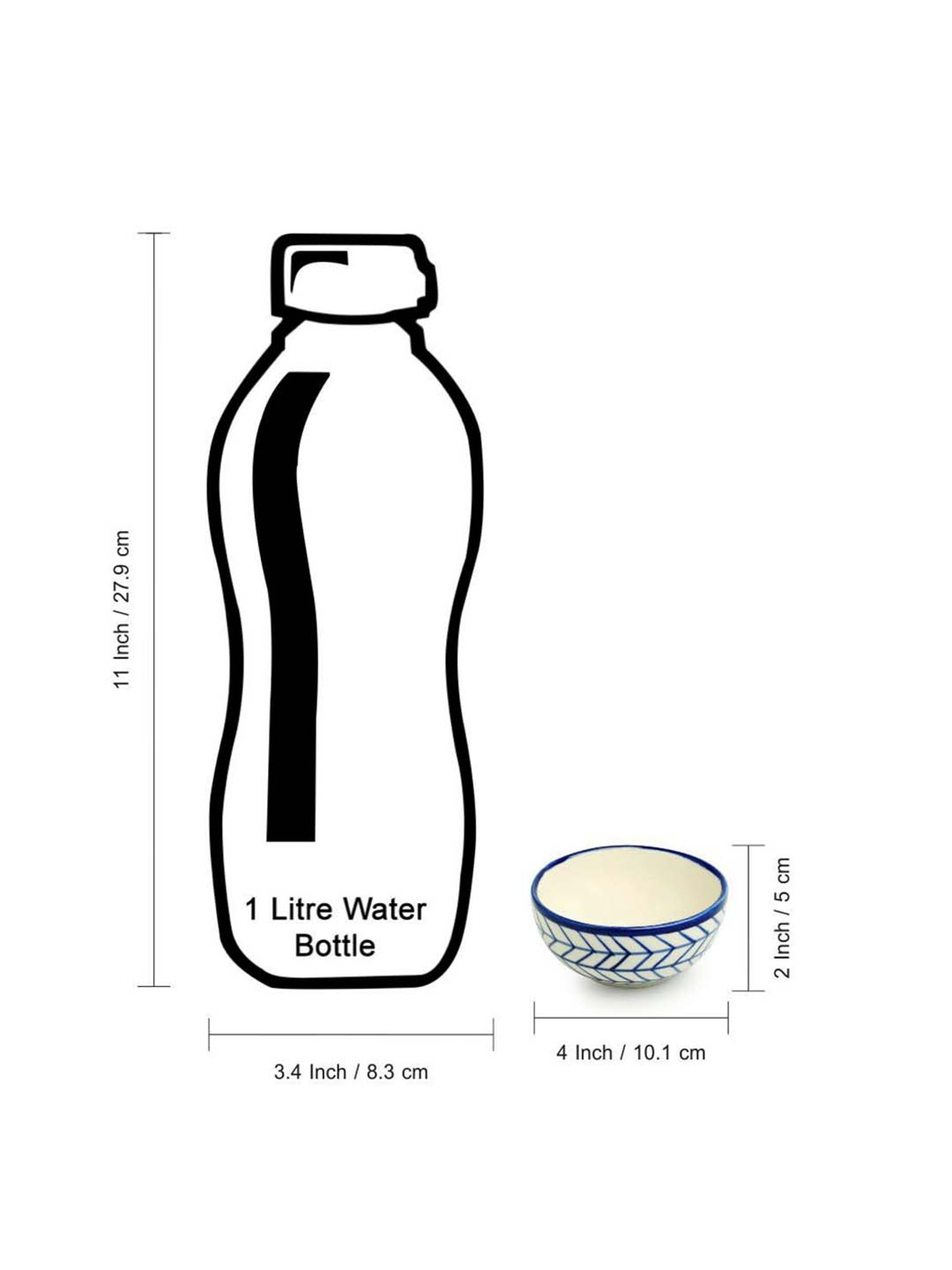 ExclusiveLane 'Indigo Chevron' Hand-painted Ceramic Dining Bowl Katoris (Set of 6, 160 ml)