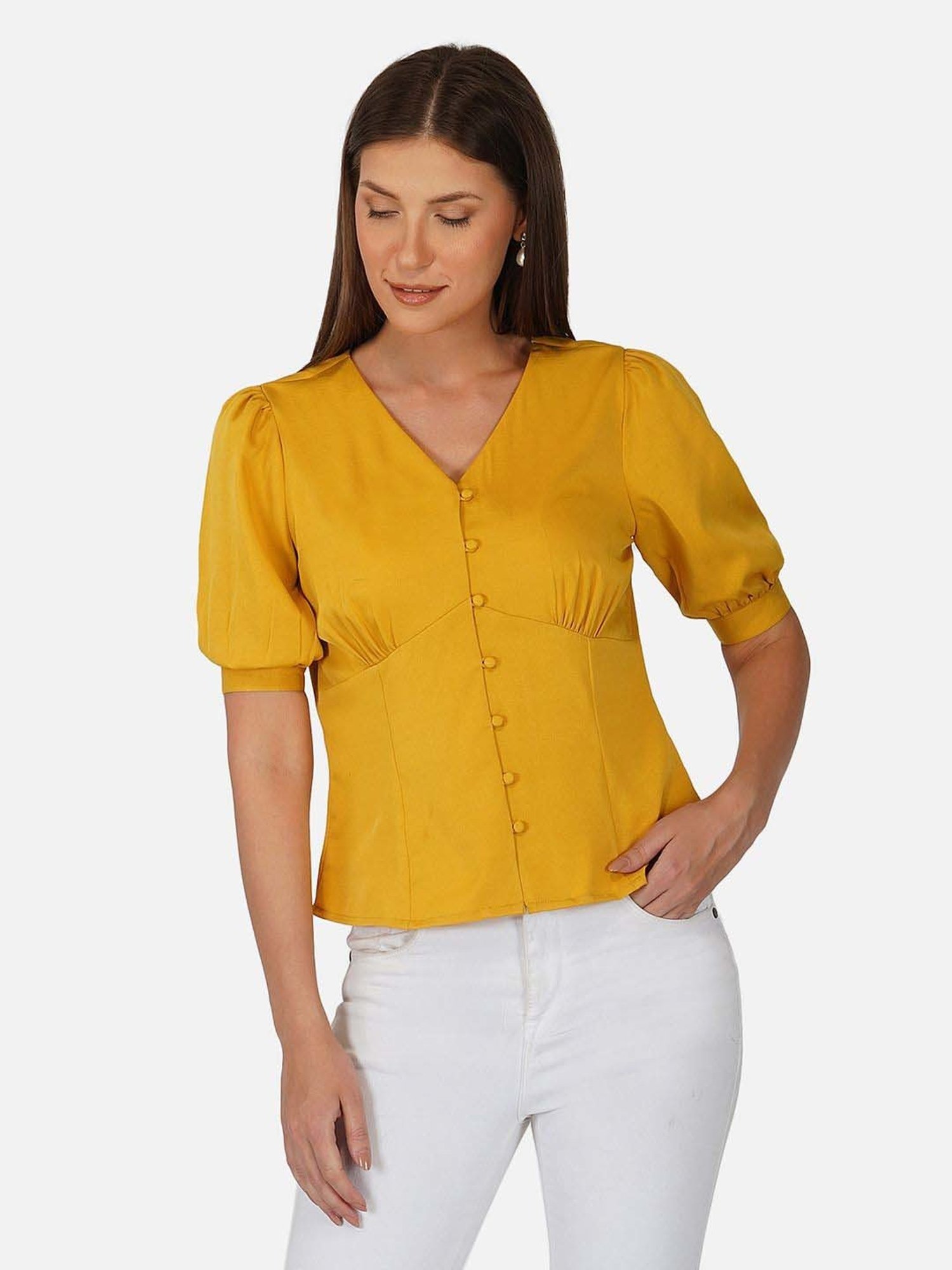 PURYS Mustard Regular Fit Top