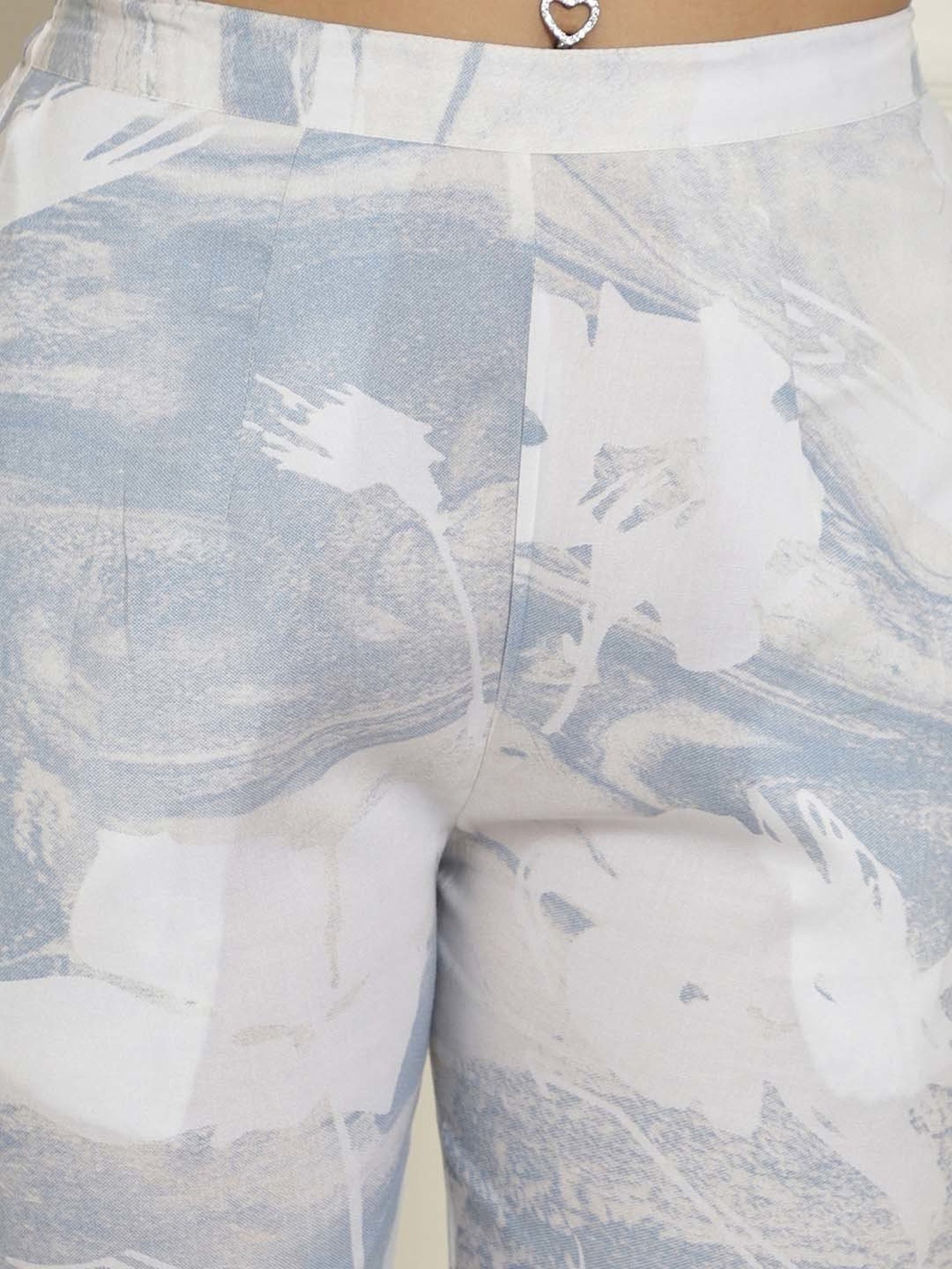 Indian Needle Light Blue Kaftan Tunic & Pant Set