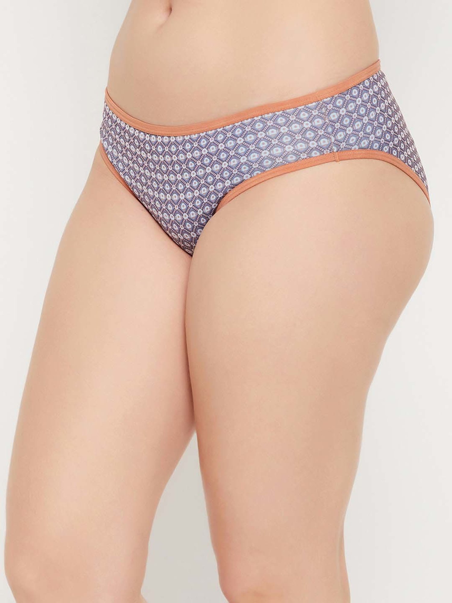 Clovia Grey Printed Bikini Panty