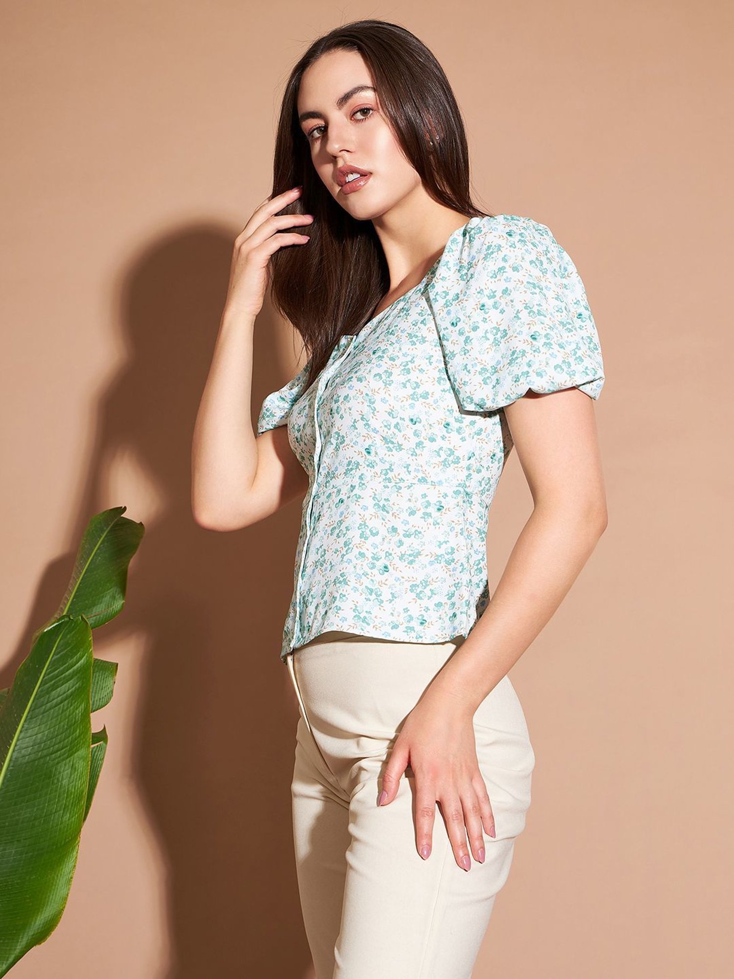 Marie Claire Green Printed Top