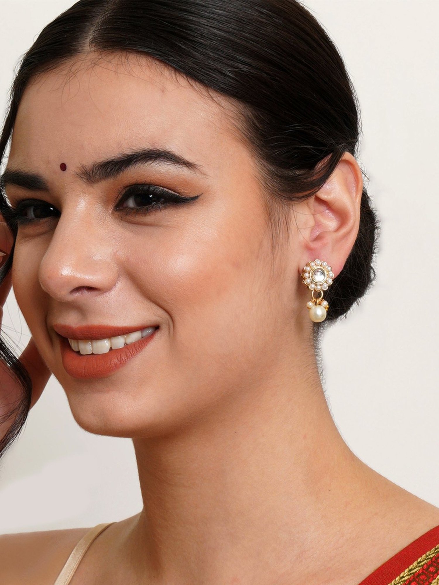 Karatcart Handcrafted Kundan Dangler & Stud Earrings - Set of 4