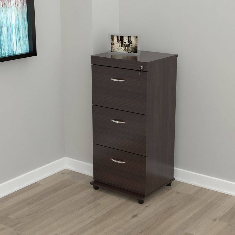3 Drawer Locking File Cabinet Espresso - Inval
