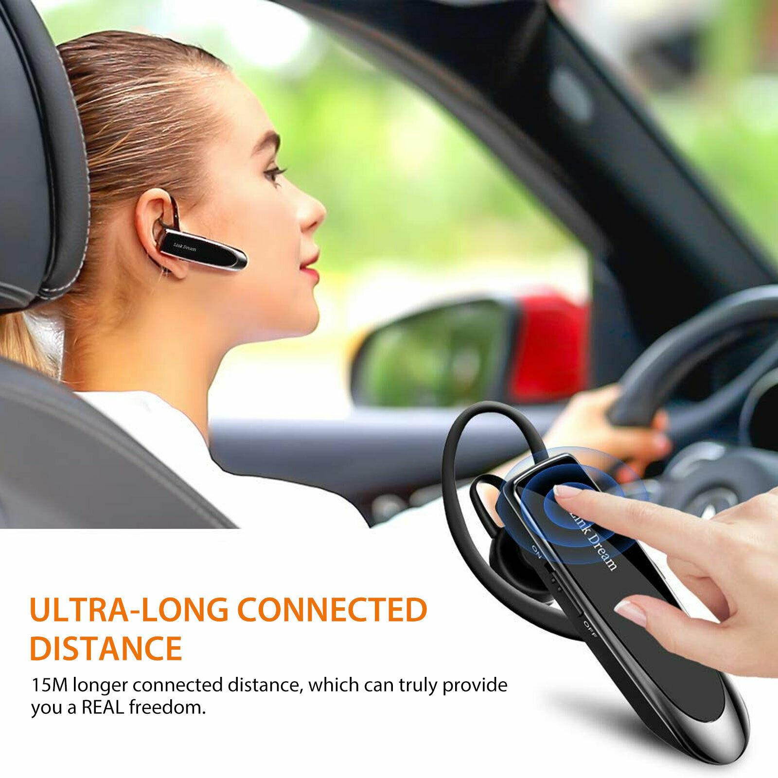 Wireless Bluetooth Noise Cancelling Trucker Headset Earpiece For Driving Black