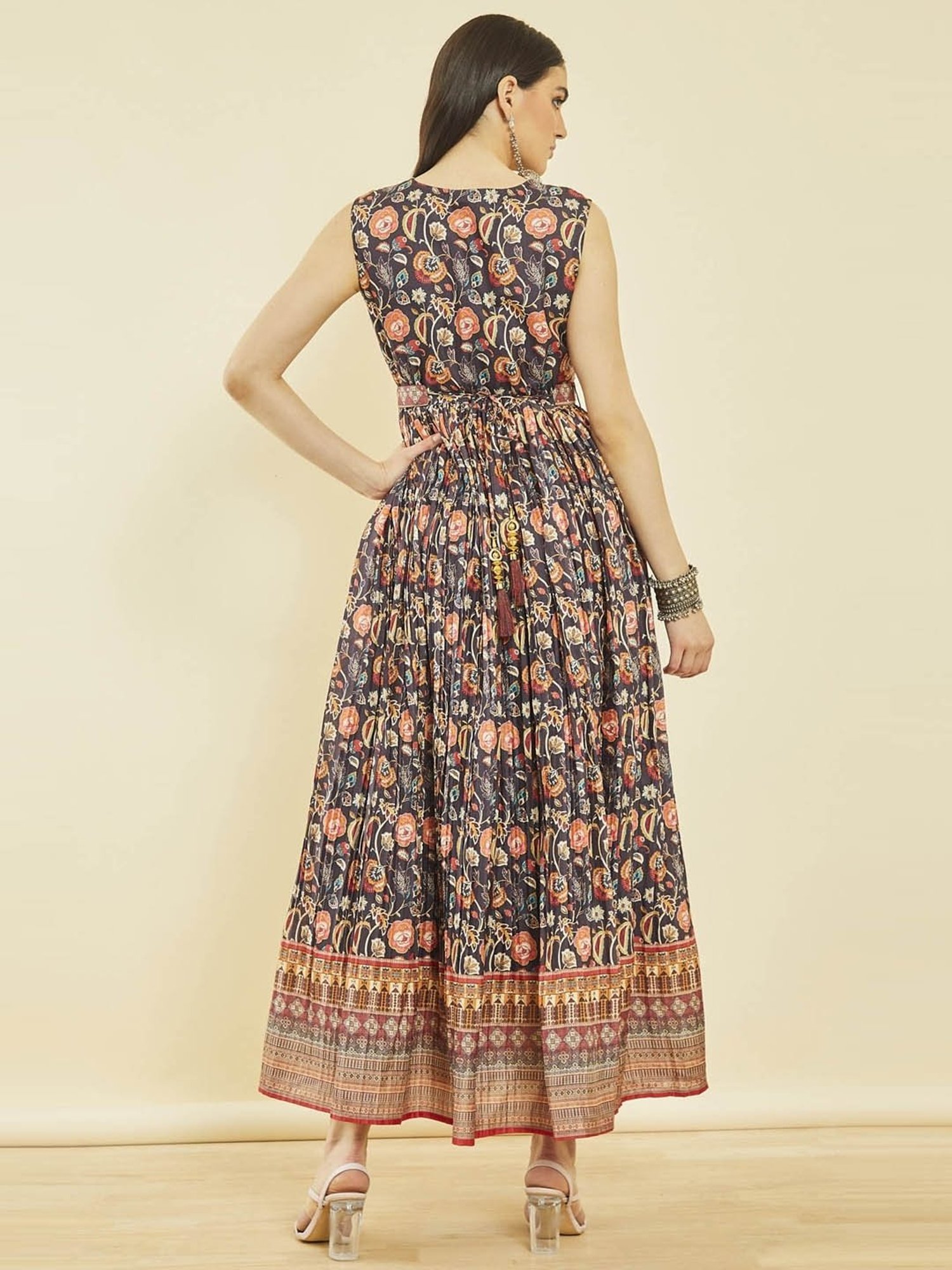 Saffron Threads Red Ethnic Dresses