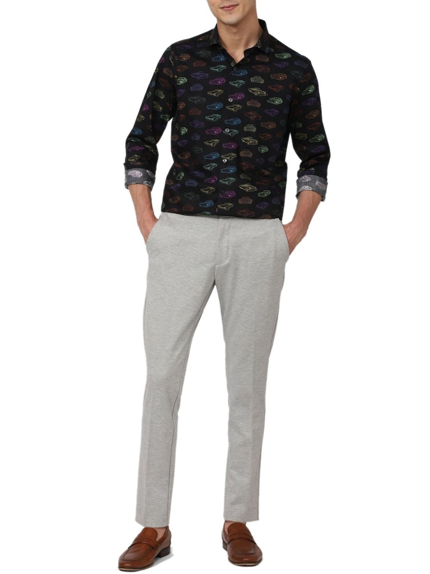 Simon Carter London Black Printed Slim Fit Shirt